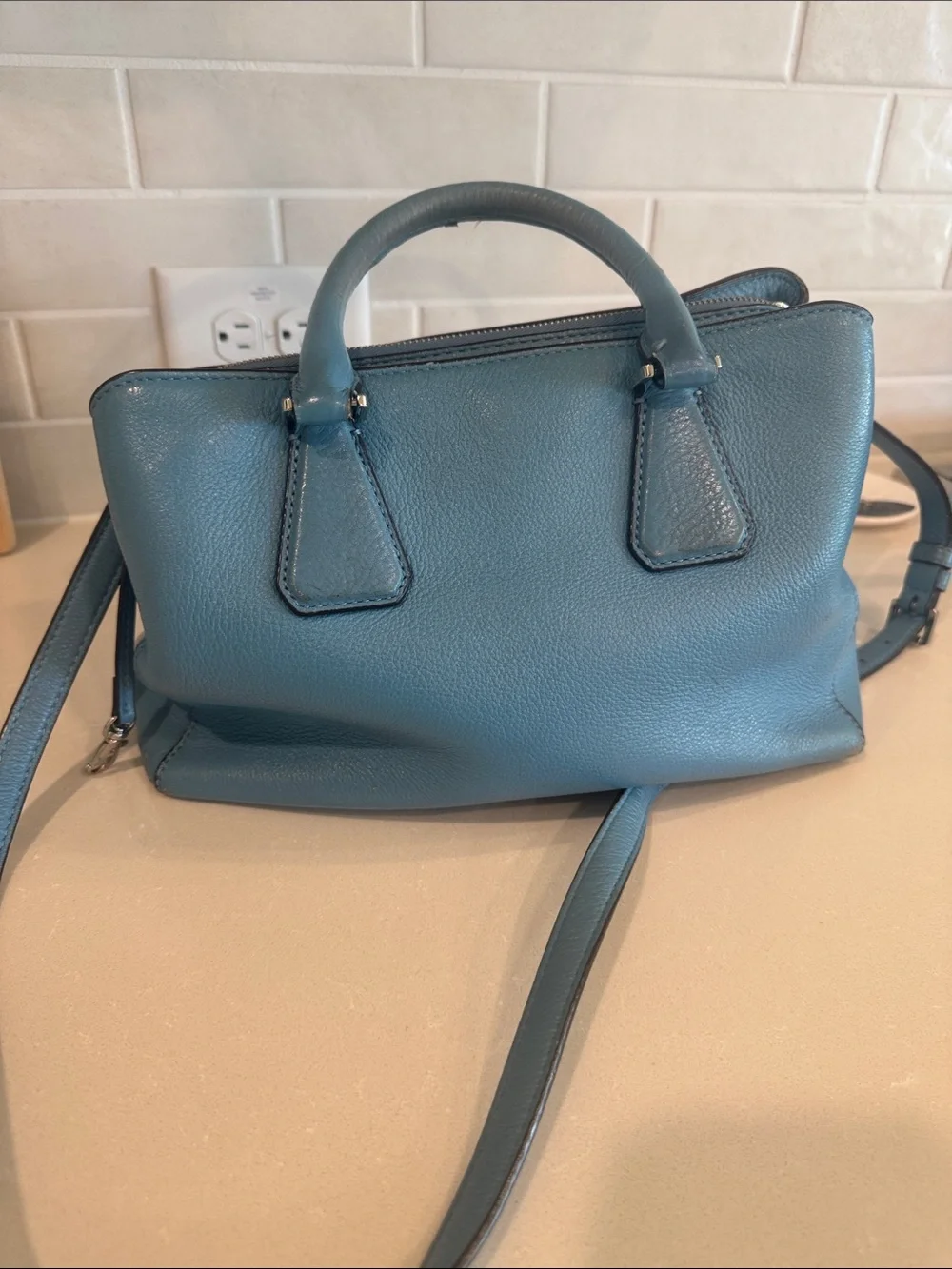 Michael Kors Blue Leather Purse with Removable Strap